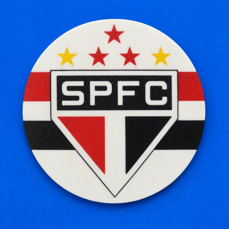 Porta-copos São Paulo · Escudo · branco, vermelho, preto e amarelo