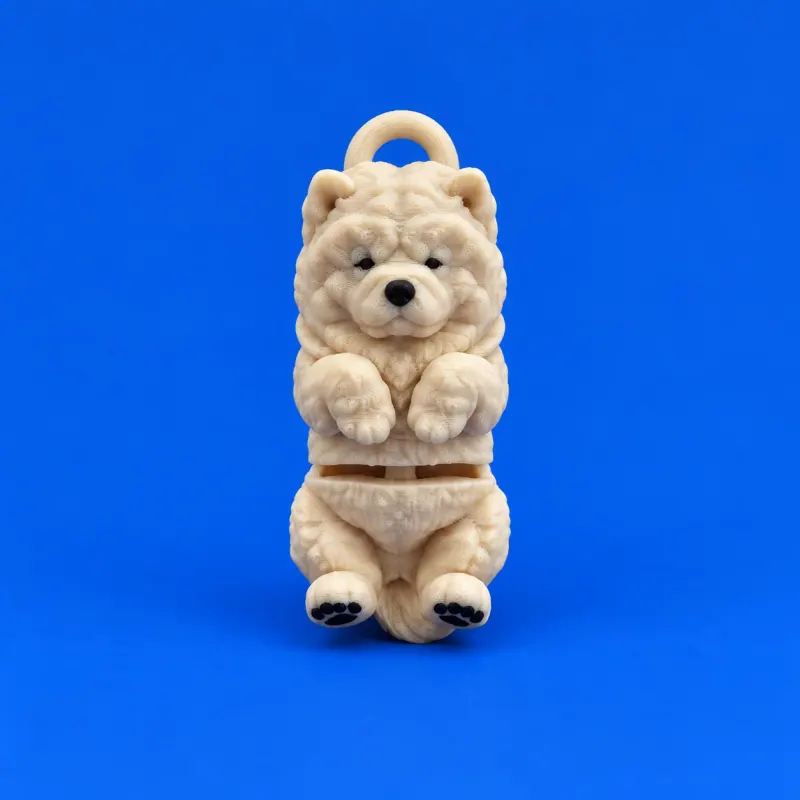 Chaveiro Chow Chow Articulado · Creme · patas escuras