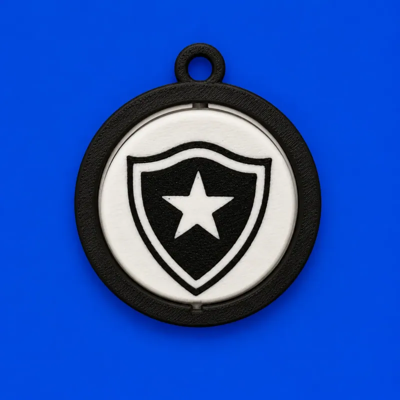 Chaveiro Giratório Botafogo · Preto e branco · elo preto