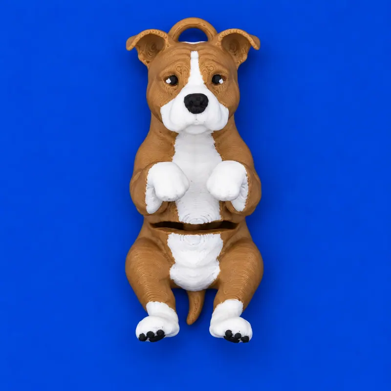 Chaveiro Amstaff Articulado · Marrom e branco