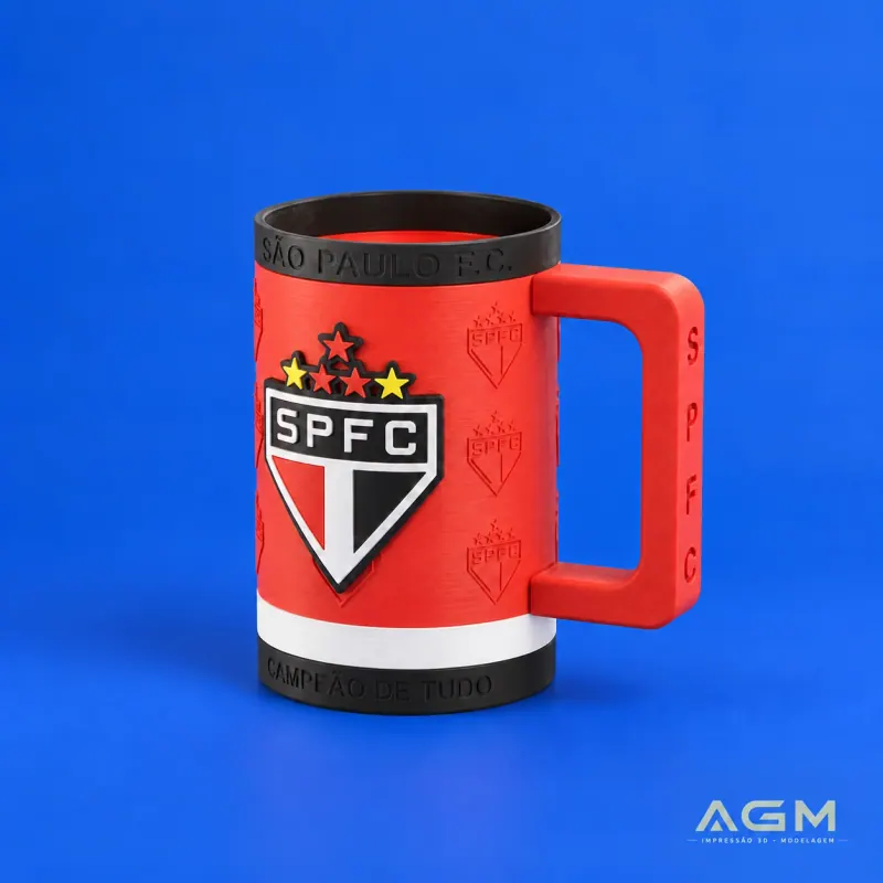 Suporte São Paulo com alça em fundo azul, sem copo e com escudo de cinco estrelas