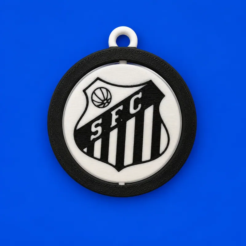Chaveiro Giratório Santos · Preto e branco · elo branco