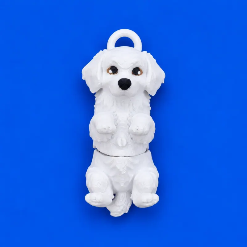 Chaveiro Golden Retriever Articulado · Branco com detalhes