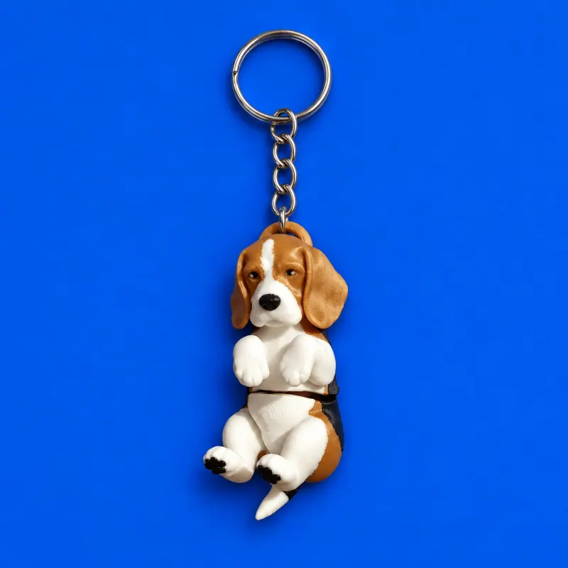 Chaveiro Beagle Articulado · Tricolor · preto, marrom e branco