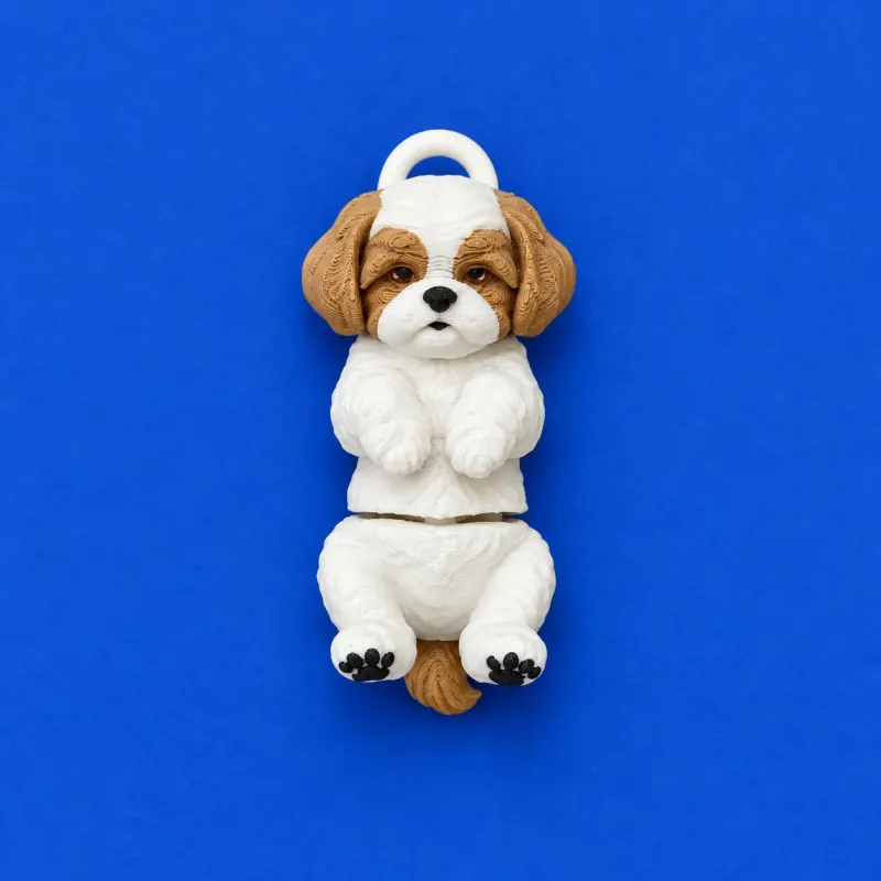 Chaveiro Shih Tzu Articulado · Branco e marrom · padrão