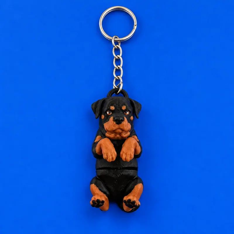 Chaveiro Rottweiler Articulado · Preto e marrom