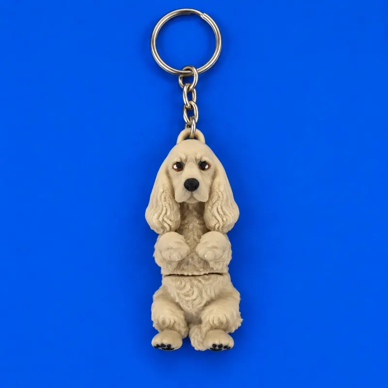 Chaveiro Cocker Spaniel Articulado · Creme