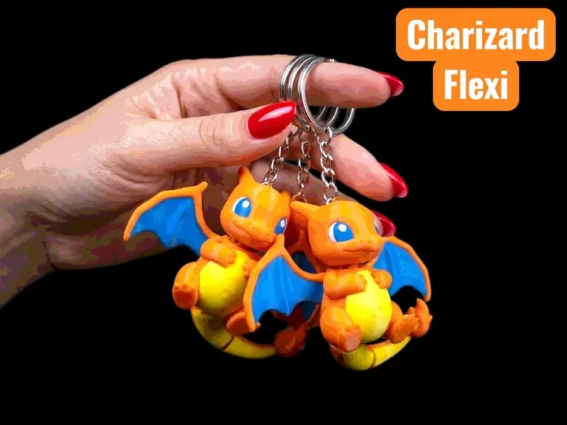 Foto original do criador: Chaveiro Charizard Flexi · Laranja, amarelo, azul e branco