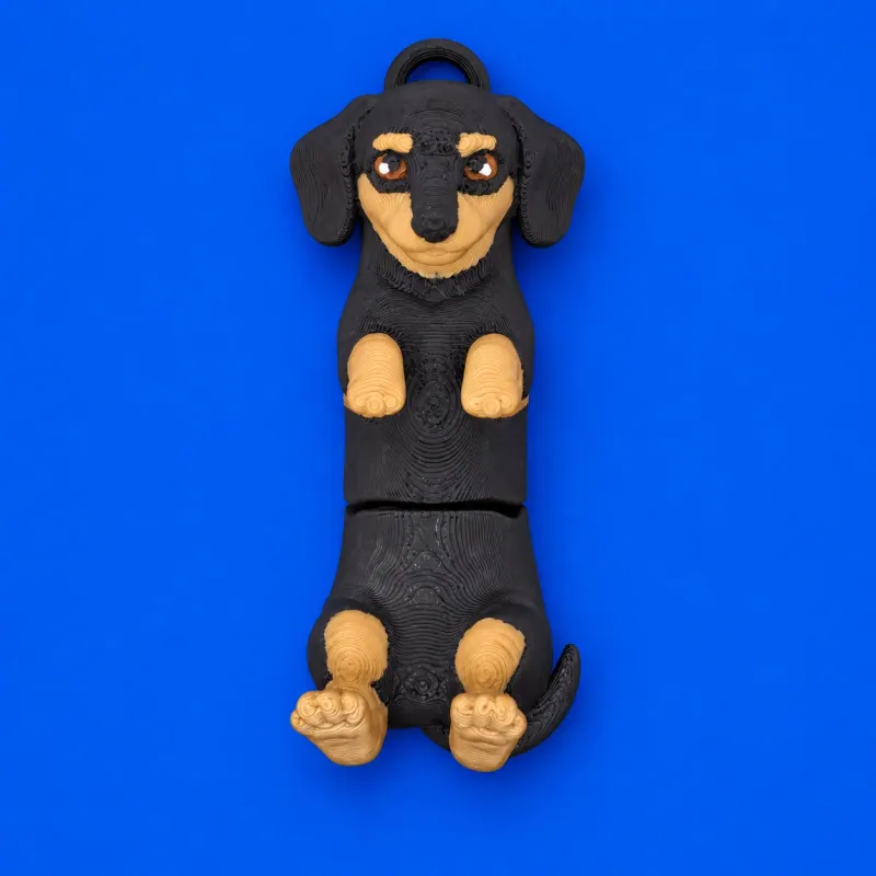 Chaveiro Dachshund Articulado · Preto e castanho